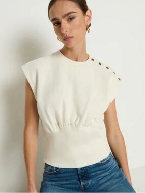 NWT 100% Cotton Nation LTD Ivory Sleeveless Sweatshirt